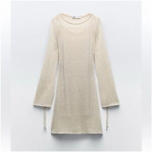Zara Cream Long Sleeve Knitted Dress